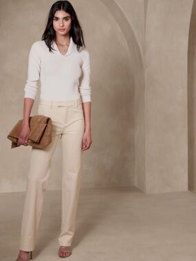 Banana Republic Light Beige Modern Sloan Pants SZ 6 Old Money Minimalist Office
